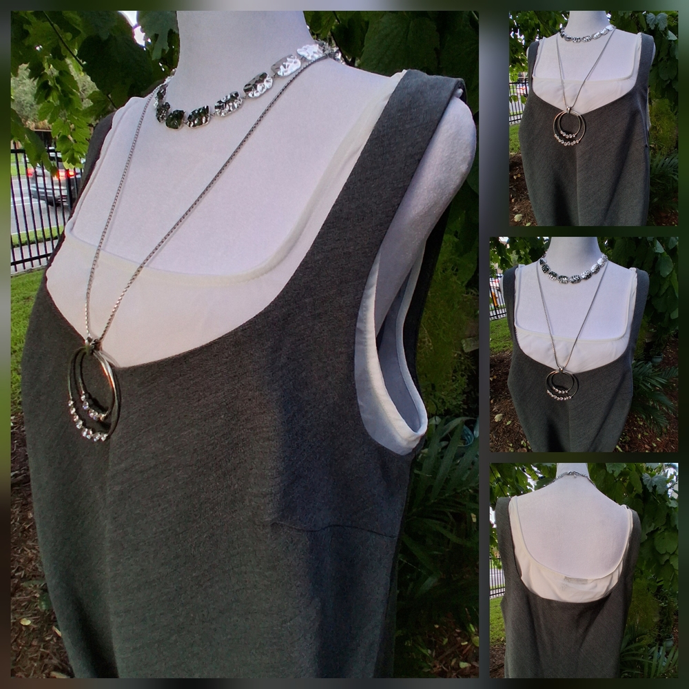🔥NWT ASOS Gray White Sleeveless Midi Slip Dress Size 12